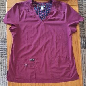 KOI Women's Wine V-Neck Top